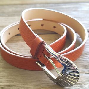 Garuglieri Light Brown Leather Belt Silver Buckle